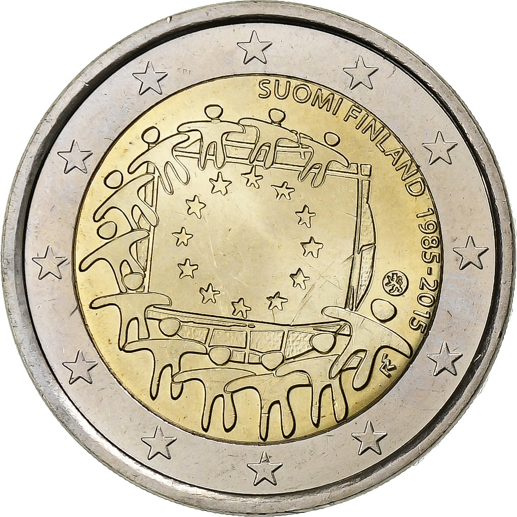 Fínsko,
2 eurá,
Vlajka Európskej únie