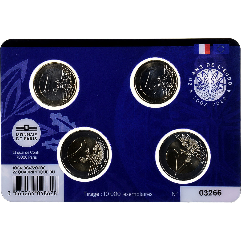 Francúzsko,
1 € a 2 € x 2,
20 eur