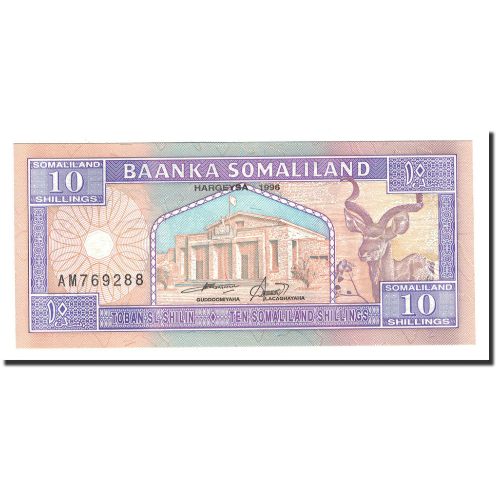 bankovka,
Somaliland,
10 šilingov = 10 šilingov