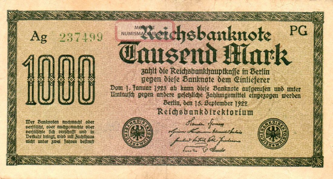 Svetová elegancia v jednom kúsku: Nemecká 1000-marková bankovka (1922)