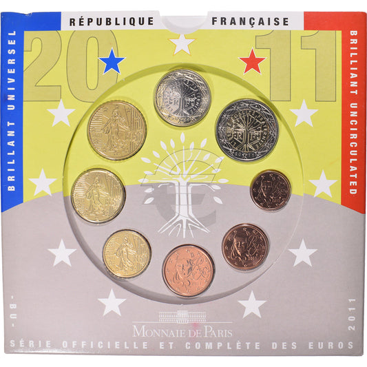 Francúzsko,
 
 1 cent za 2 eurá,
 
 2011