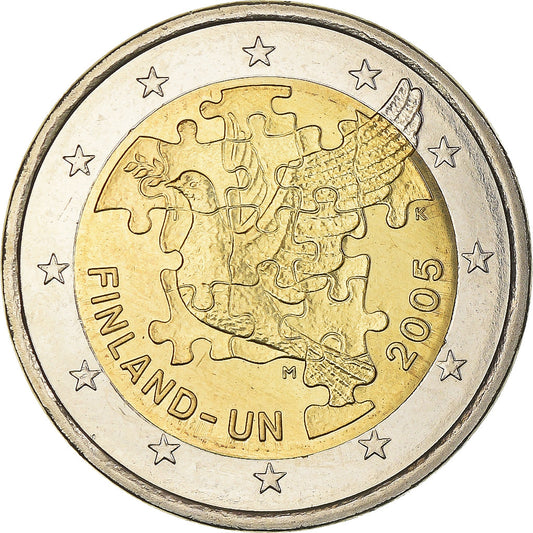 Fínsko, 
  
  2 eurá, 
  
  60. Jahrestag