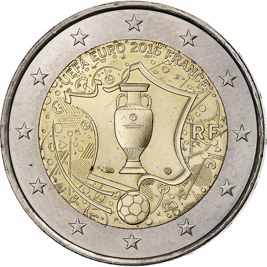 Francúzsko, 
  
  2 eurá, 
  
  Futbal-Európameisterschaft 2016