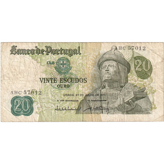 Portugalsko, 
  
  20 escudo, 
  
  27. júla 1971