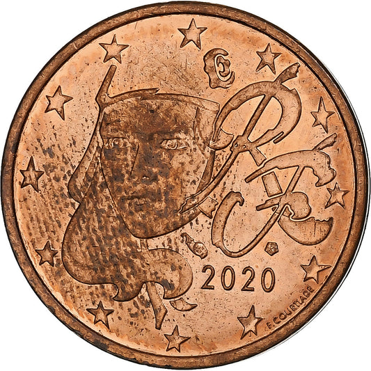 Francúzsko,
 
 2 euro centy,
 
 2020