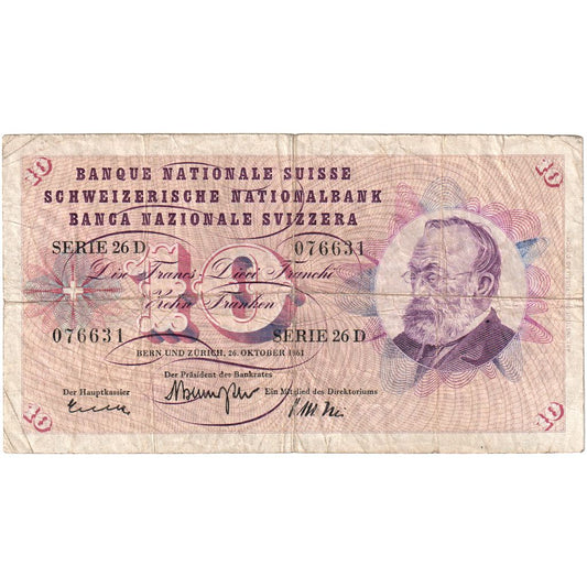 Švajčiarsko,
 
 10 Frankena,
 
 26. októbra 1961