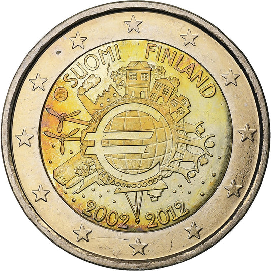 Fínsko, 
  
  2 eurá, 
  
  Einführung v eurách