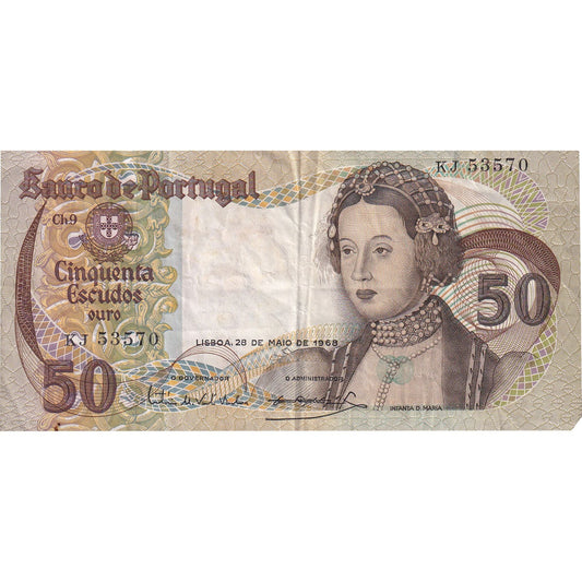 Portugalsko, 
  
  50 escudo, 
  
  1968