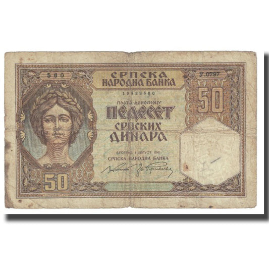 bankovka,
 
 Srbsko,
 
 50 dinárov