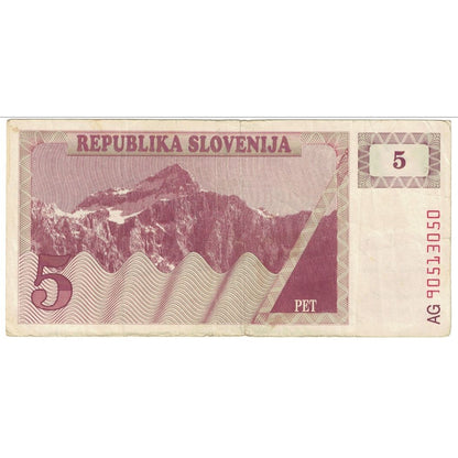 bankovka,
 
 Slovinsko,
 
 5 (Tolarjew)