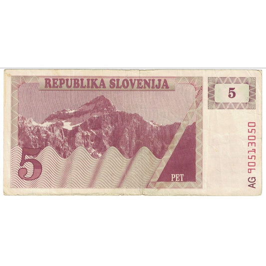 bankovka,
 
 Slovinsko,
 
 5 (Tolarjew)