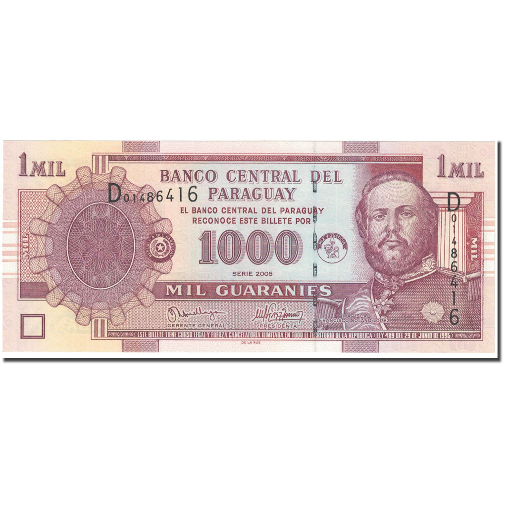 bankovka,
 
 Paraguaj,
 
 záruka 1000