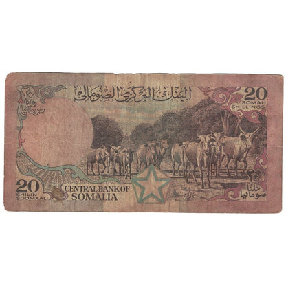 bankovka,
 
 somálsko,
 
 20 šilingov = 20 šilingov