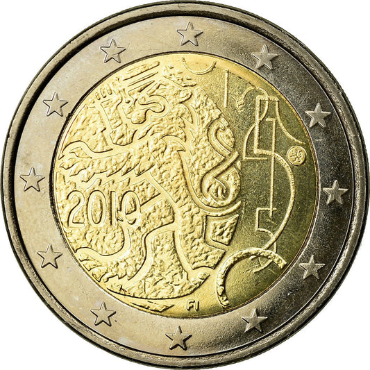 Fínsko, 
  
  2 eurá, 
  
  Emisia de la monnaie