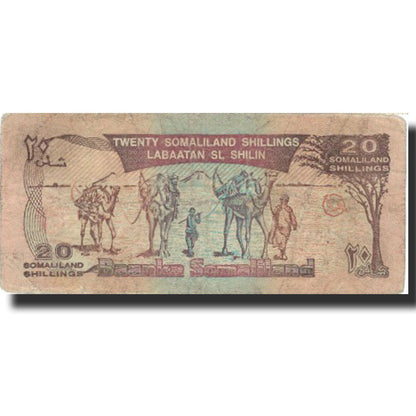 bankovka,
 
 Somaliland,
 
 20 šilingov = 20 šilingov