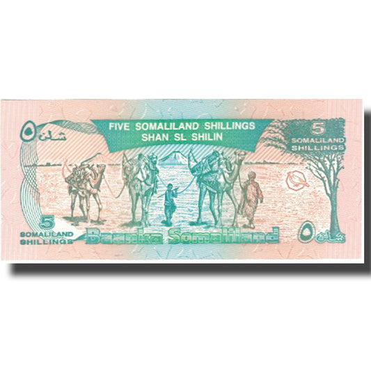 bankovka,
 
 Somaliland,
 
 5 šilingov = 5 šilingov