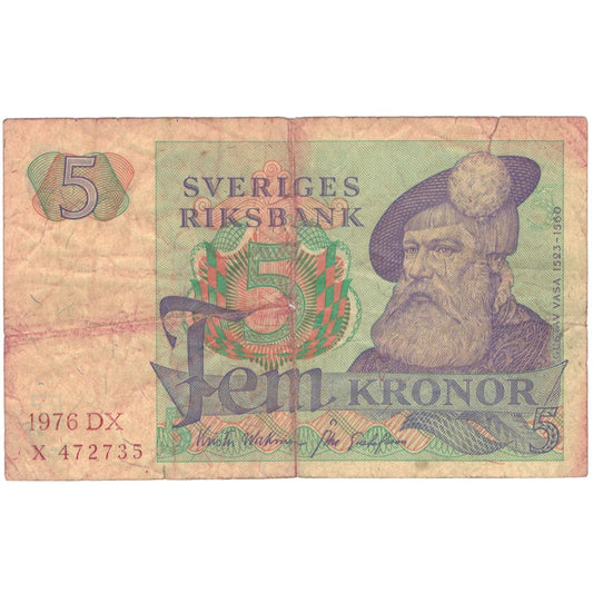 bankovka,
 
 Švédsko,
 
 5 korún