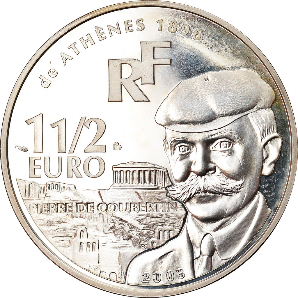 Francúzsko,
 
 1-1/2 eura,
 
 Pierre de Coubertin