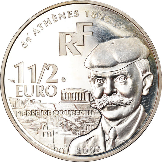 Francúzsko,
 
 1-1/2 eura,
 
 Pierre de Coubertin